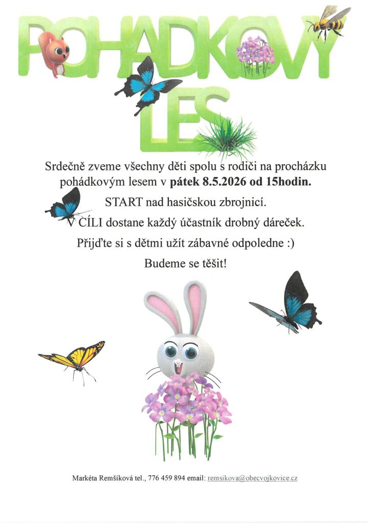 POhádkový les pro děti 8.5.2026 od 15 hodin, sraz u hasičárny