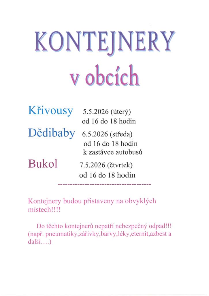 Kontejnery v&nbsp;obcích 5.2025