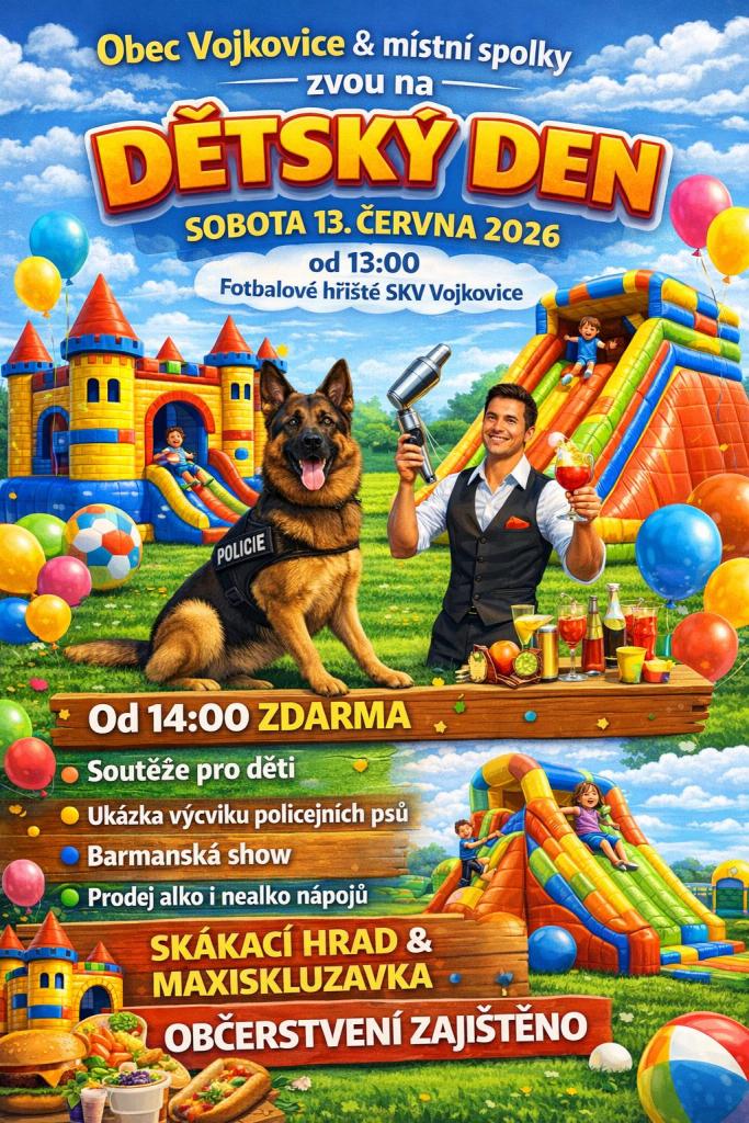 Dětský den ve&nbsp;Vojkvicích 13.6. od&nbsp;13 hodin