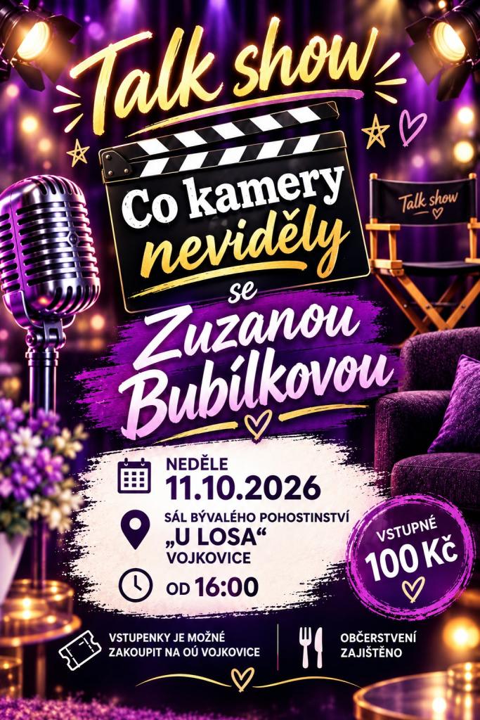 Talk show se Zuzanou Bubílkovou v neděli 11.10.2026 od 16 hodin