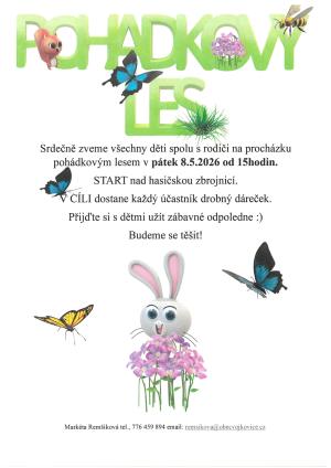 POhádkový les pro děti 8.5.2026 od 15 hodin, sraz u hasičárny